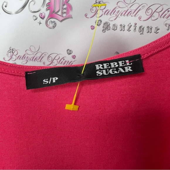 Rebel sugar dress pink red bow tie up ribbon π vneck stretchy and flowy - Picture 6 of 6